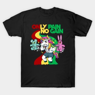 Pain & Gain: The Intense Squat Gym of the Unicorn's Forge T-Shirt